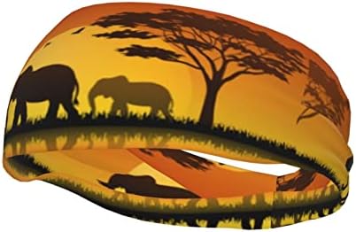 Unisex cvičebné Náramky Západ slnka africký slon Multifunkčné športové Potidlá Pánska výkonná čelenka