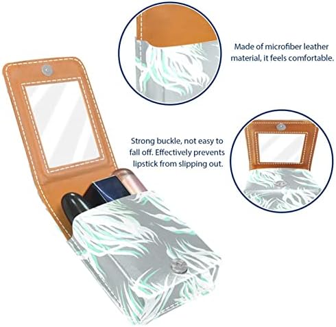 Oryuekan Mini make-up taška so zrkadlom, kabelka spojky koženkové puzdro na rúž, morský život morské riasy Retro