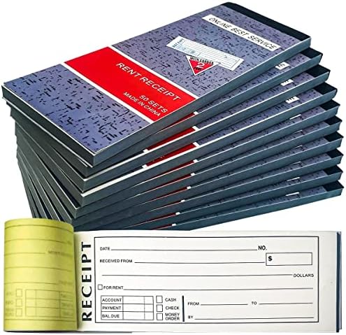 10 Pack Rent Receipt Book s uhlíkovou kópiou duplikát 2 diely 50 sád veľkosť: 8 X 2,75