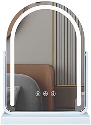Otočné LED zrkadlo FIFOR o 360° pre toaletný stolík na make-up, Kozmetické zrkadlo so stmievateľným LED svetlom a napájacím zdrojom
