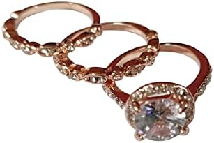 Diamond Temperament Rose Gold 3v1 Ring Set kolo Diaomond šperky jednoduché prstene šperky darčeky krúžky pre