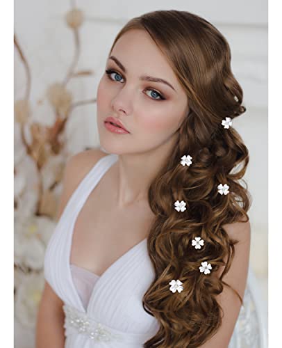 Wecoe 20 ks malé biele kvetinové sponky do vlasov dievčatá drobné Mini sponky do pazúrov roztomilé ozdobné sponky