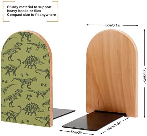 Dino Dinosaur Pattern Wood Book Ends 2 ks protišmykové drevené zarážky pre domácu kanceláriu dekor ťažké knihy